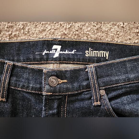 32 men 7 For All Mankind Slimmy Straight Jean Dark Wash 32x30 1/2" - Picture 5 of 16